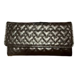 Black Heart-Quilted Women's wallet vegan leather NWT